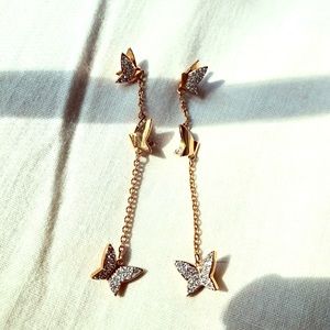 2 in 1 style Swarovski butterfly earrings